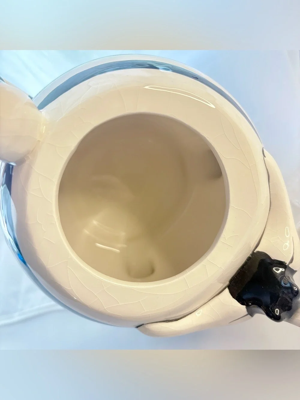 2pc Set Vintage Pier 1 Black White Cat Teapot & Creamer Mouse Fat Chubby Chester